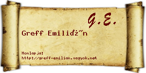 Greff Emilián névjegykártya